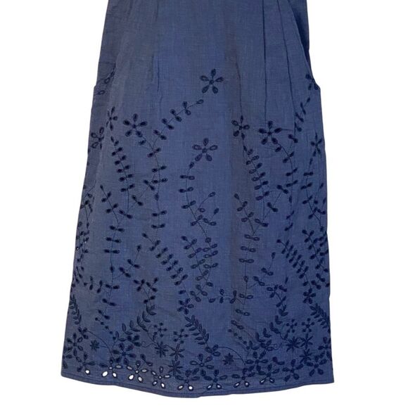 Maine New England Navy Blue Sleeveless Eyelet Lace Crochet Trim Midi Dress Sz 10 - Picture 7 of 14